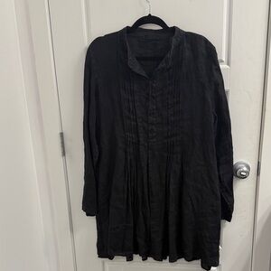 CP Shades Womens Annette Tunic Top Medium Black Linen Oversized Lagenlook